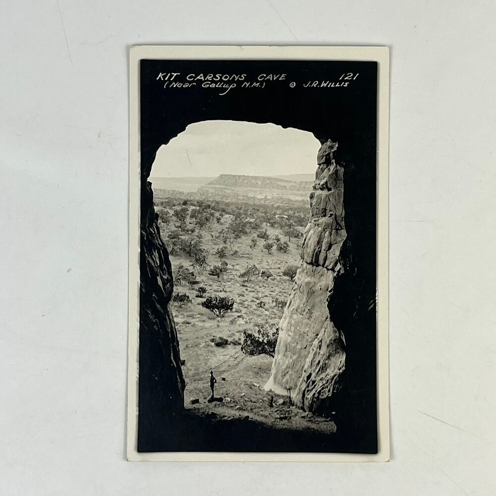 1930 RPPC Kit Carsons Cave Gallup New Mexico Willis Franklin 1c Stamp Postcard
